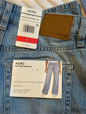 Aeropostale Medium Wash High-Rise Wide Leg Jeans - Blue